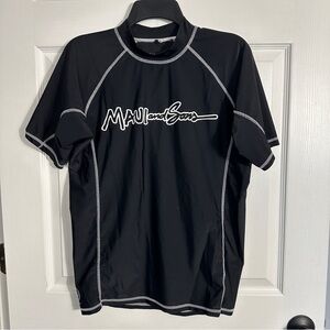 Maui & Sons 50+ UV protective short sleeve black shirt/rash guard, size Large
